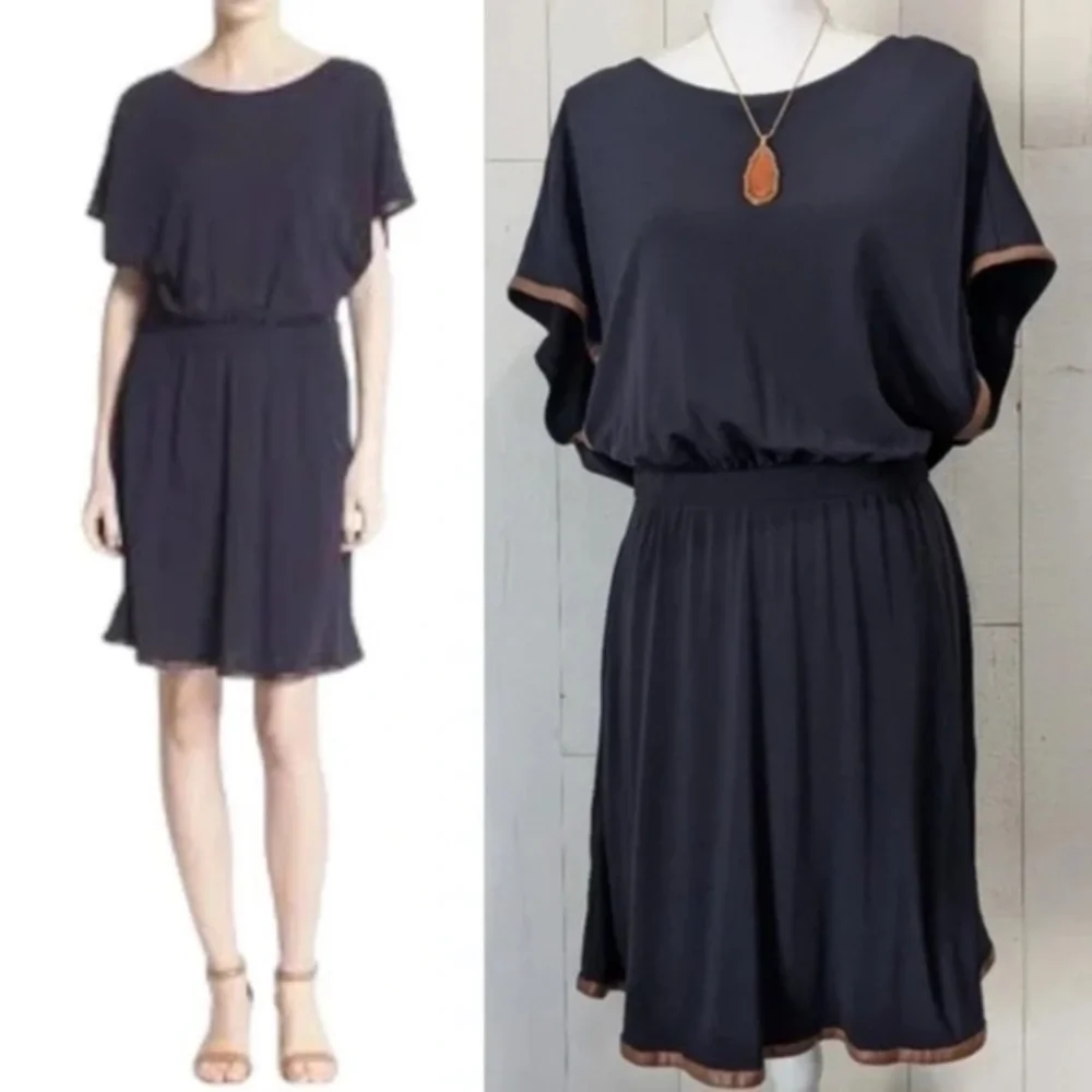 Tory Burch Rare Shia STYLE 30377 Faux Leather Trim Blouson Dress size XS